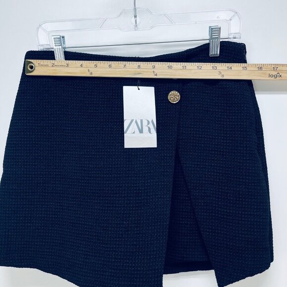 Zara Mini Skirt Size L Women’s Pull On Polyester Black New - Picture 4 of 11
